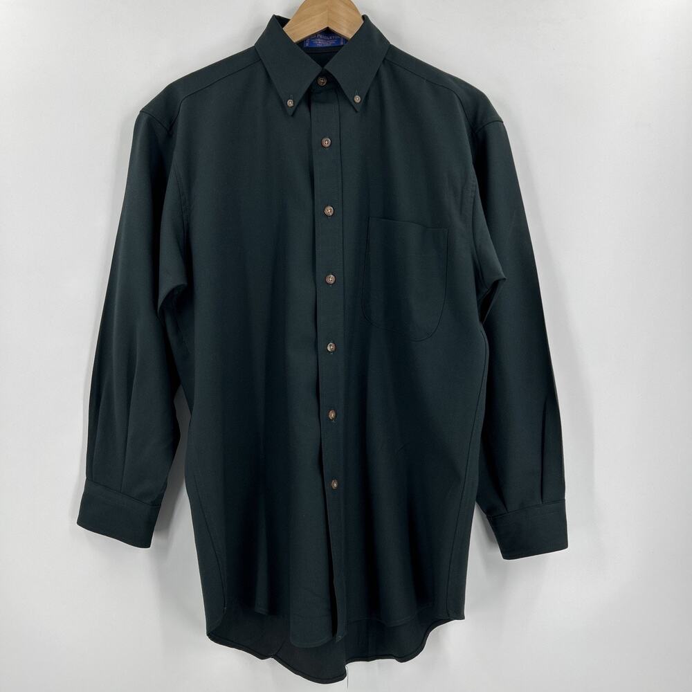 Vintage Sir Pendleton Shirt Men XL Green 100% Wool Button Down Oxford Heritage